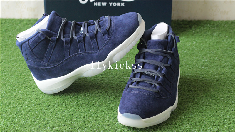 Authentic Air Jordan 11 PRM Jeter Navy Suede Re2pect